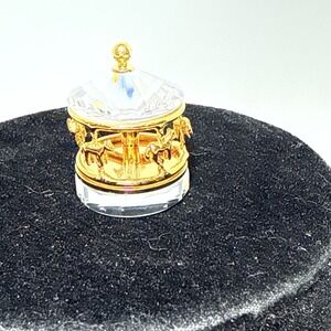 Swarovski Crystal & Gold Mini Carousel Orig. Box Vintage Retired Miniature 1"